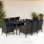 vidaXL Ensemble à manger de jardin 9Pièces coussins noir résine tressée