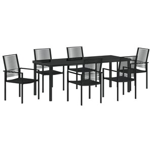 vidaXL Ensemble de Salle à Manger de Jardin 7 pièces Noir Osier PVC