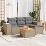 vidaXL Salon de jardin avec coussins 5 Pièces beige résine tressée