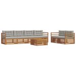 vidaXL Ensemble de canapés d'extérieur 7 Pièces Gris Naturel et Clair