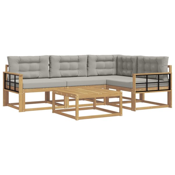 vidaXL Ensemble de canapés d'extérieur 5 pc Blanc et gris clair