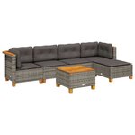 vidaXL Salon de jardin 6 Pièces avec coussins gris résine tressée