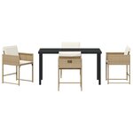 vidaXL Ensemble de salle à manger de jardin de 5 pièces avec coussins beige en poly rattan