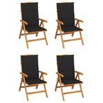 vidaXL Chaises inclinables de jardin avec coussins 4 Pièces Teck solide