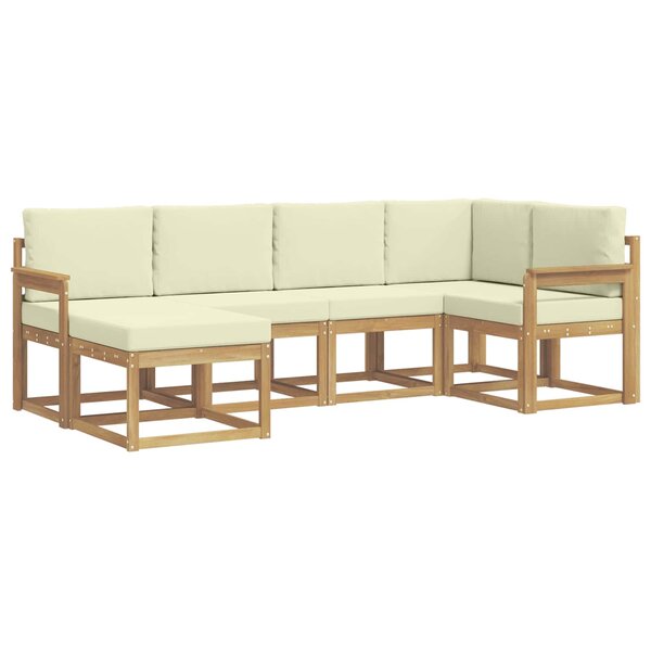 vidaXL Ensemble de canapés d'extérieur 6 pc Blanc et crème Polyester