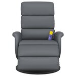 vidaXL Fauteuil inclinable de massage repose-pieds gris similicuir