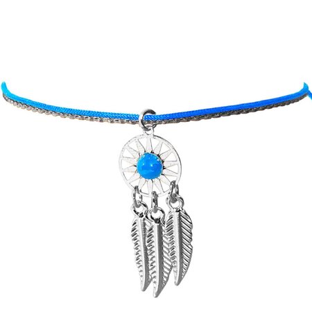 Bracelet pour femme bleu ciel fantaisie thème indien argentée