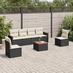 vidaXL Salon de jardin 7 Pièces avec coussins noir résine tressée