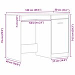vidaXL Bureau Chêne noir 100 x 50 x 76 cm Bois d'ingénierie