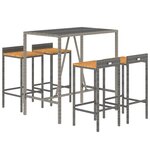 vidaXL Ensemble de bar jardin 5 Pièces gris poly rotin/bois massif acacia