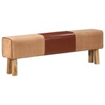 vidaXL Banc saut de cheval 160 cm Marron Cuir véritable et bois acacia