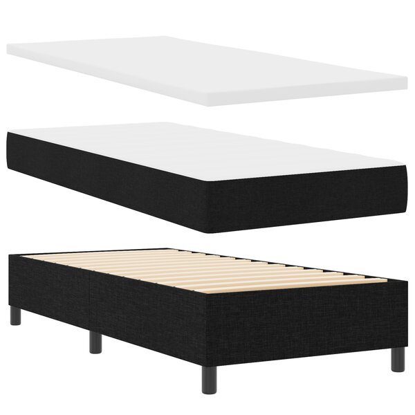 vidaXL Lit à ressorts avec matelas et banc noir 90x190 cm tissu