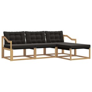 vidaXL Ensemble de canapés d'extérieur 4 pc Blanc et noir