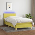 vidaXL Sommier tapissier avec matelas et LED Vert 100x200 cm Tissu