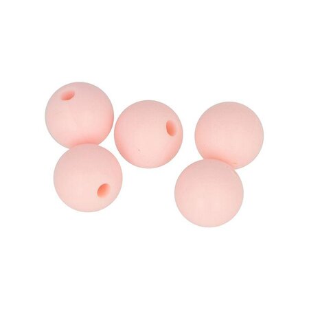 5 Perles Roses 10 mm - Silicone