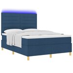 vidaXL Lit à ressort LED avec matelas Bleu 140 x 190 cm tissu