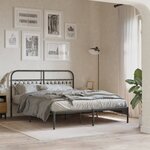 vidaXL Cadre de lit métal sans matelas avec tête de lit noir 150x200cm