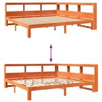 vidaXL Lit bibliothèque sans matelas cire marron 180x200 cm pin massif