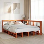 vidaXL Lit bibliothèque sans matelas cire marron 140x200 cm pin massif
