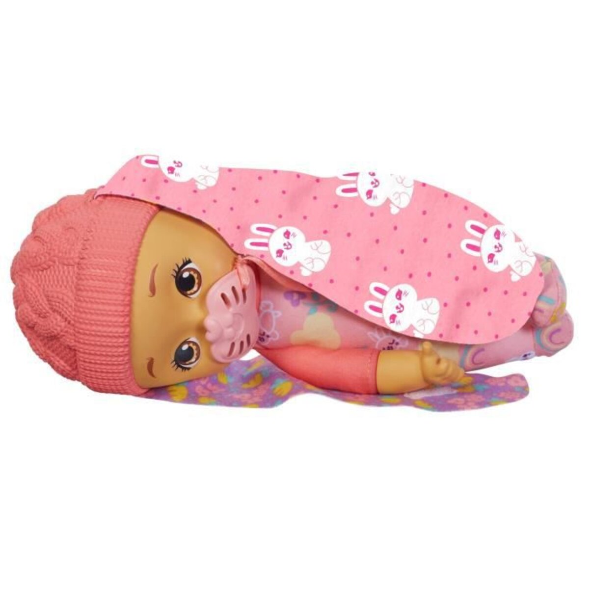 My Garden Baby poupée bébé Lapin Premières dents, 30 cm, poupon avec 3  accessoires et tenue 2 en 1, bonnet rose, jouet pour enfant dès 2 ans, HGC11