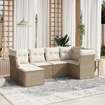 vidaXL Salon de jardin avec coussins 6 Pièces beige résine tressée