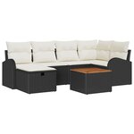 vidaXL Ensemble de canapé de jardin avec coussin 7 Pièces Noir Poly rotin