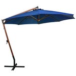 vidaXL Parasol suspendu avec mât Bleu azuré 3 5x2 9 m Bois de sapin