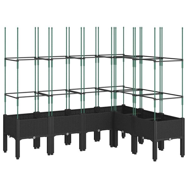 vidaXL Jardinière avec treillis noir 160x120x142 5 cm PP