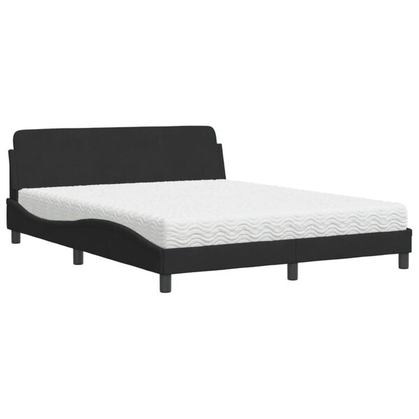 vidaXL Lit avec matelas Dover noir 160x200 cm velours