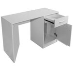 Bureau table meuble travail informatique avec tiroir et placard 100 cm blanc