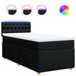 vidaXL Sommier à lattes de lit avec matelas Noir 90x200 cm Tissu