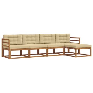 vidaXL Ensemble de canapés d'extérieur 5 pc Naturel et Beige