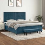 vidaXL Sommier à lattes de lit et matelas Bleu foncé 160x200cm Velours
