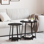 Table d'appoint vidaXL 2 pièces Bois Noir et Métal