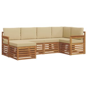 vidaXL Ensemble de canapé d'angle avec coussin 6 Pièces Naturel et Beige