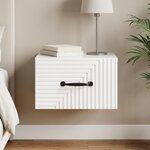 vidaXL Cabinet de chevet mural Blanc brillant 34 5 x 33 x 20 cm