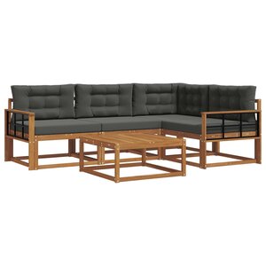 vidaXL Ensemble de canapés d'extérieur 5 Pièces Naturel et Anthracite