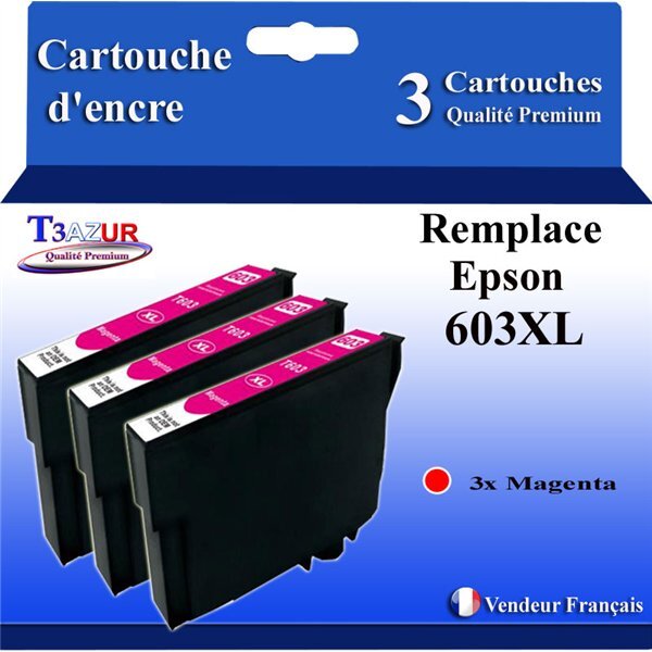 3x Cartouches Compatibles avec Epson 603 603XL Noire pour Epson WorkForce WF-2820DWF  WF-2830DWF  WF-2840DWF  WF-2850DWF  WF-2870DWF  WF2835-DWF Magenta