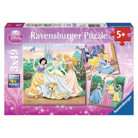 Princesses disney puzzles 3x49 pieces - reves de princesses - ravensburger - lot de puzzles enfant - des 5 ans
