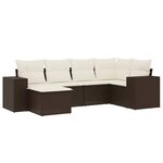 vidaXL Salon de jardin avec coussins 6 Pièces marron résine tressée
