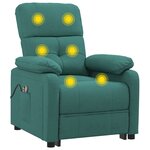 vidaXL Fauteuil électrique de massage Vert foncé Tissu