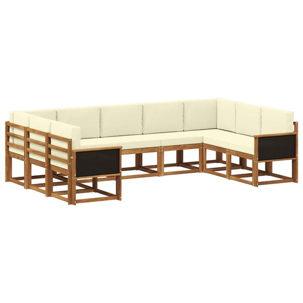 vidaXL Ensemble de canapés d'extérieur 9 Pièces Naturel et Crème