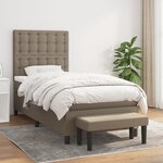 vidaXL Sommier à lattes de lit avec matelas Taupe 100x200 cm Tissu