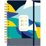 Agenda Semainier 2023-2024 - 13x18 Cm - Septembre 2023 À Août 2024 - Bleu Et Jaune - Draeger paris