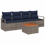 vidaXL Ensemble de canapé de jardin avec coussin 5 Pièces Gris Poly rotin