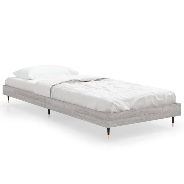 vidaXL Cadre de lit sonoma gris 75x190 cm bois d'ingénierie
