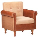 vidaXL Chaise cabriolet marron cuir véritable et toile