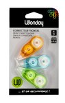 Blister de 3 Mini Ruban de Correction frontaux 5 mm x 4 m WONDAY