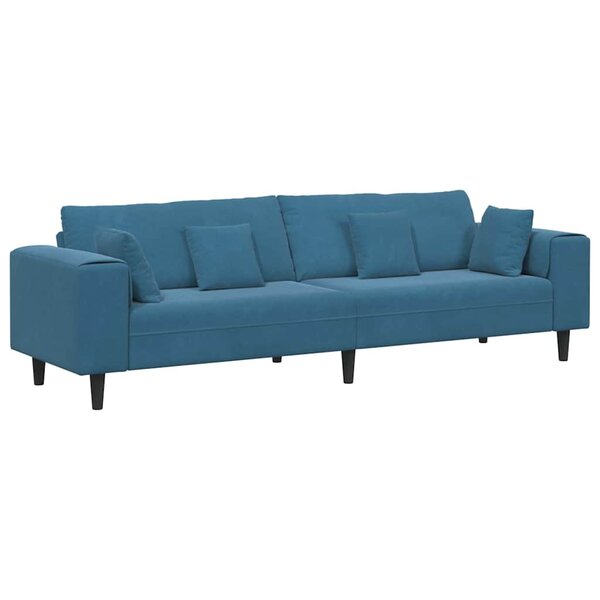 vidaXL Canapé avec coussin Bleu 250 x 77 x 76 cm Velours