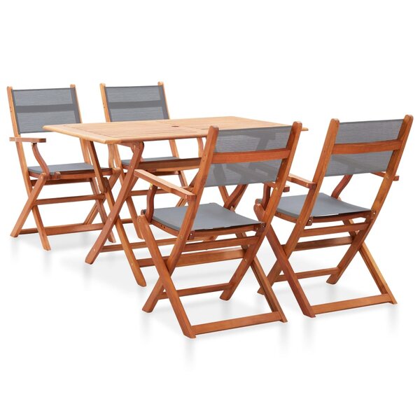 vidaXL Ensemble à manger d'extérieur 5Pièces Gris Bois eucalyptus solide
